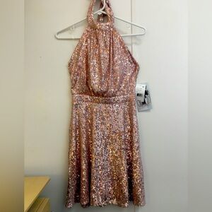 BNWT- Blush Sequin Halter Dress
